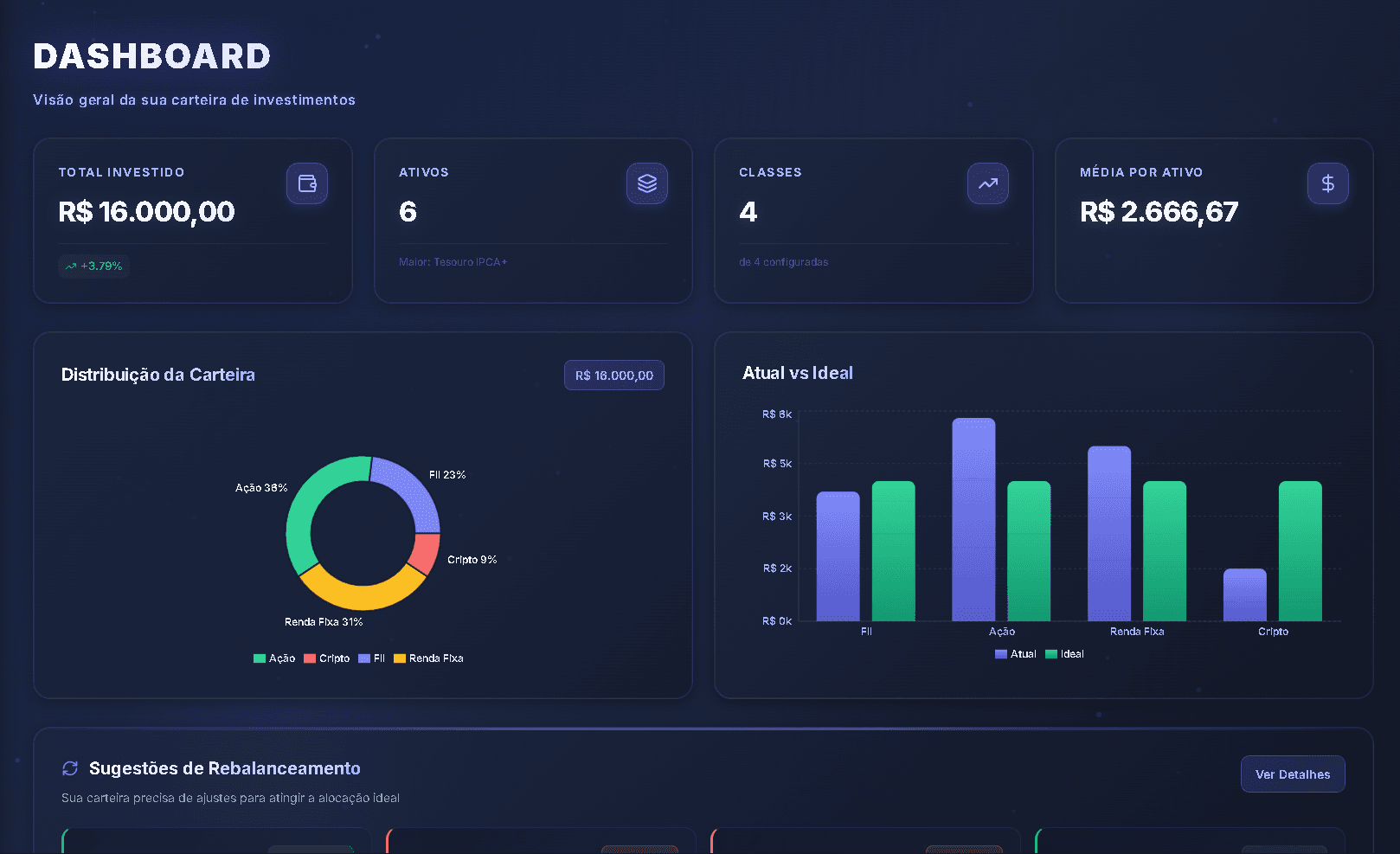 Screenshot do projeto Investimentos Balance